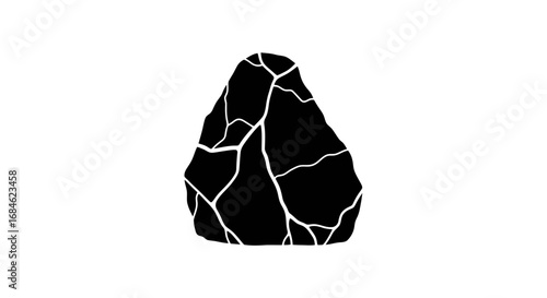 cracked rock, stone, silhouette, monochrome, geology, nature, dark, solid, minimalist, graphic, illustration, design element, texture
