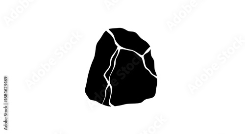 cracked rock, stone, silhouette, black, geology, minimalist, nature, simple, solid, icon, graphic, design element, illustration