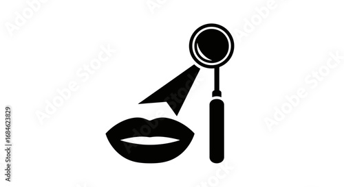 dental examination mouth mirror and lips icon, oral healthcare, dentistry, medical, checkup