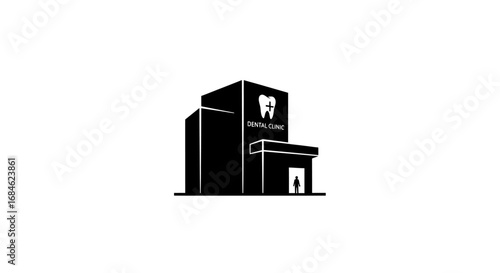 dental clinic building icon modern minimalist design for healthcare branding