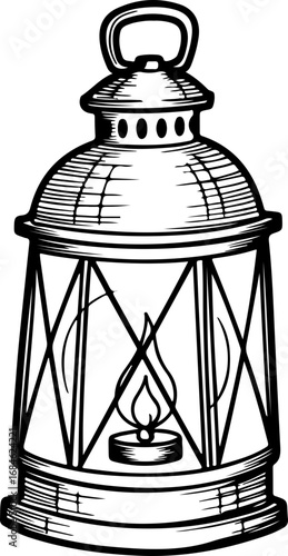 old fashioned lantern sketch vector illustration