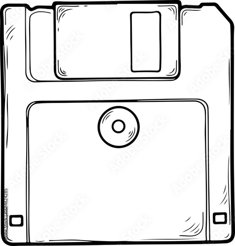 Floppy disk sketch vector illustration