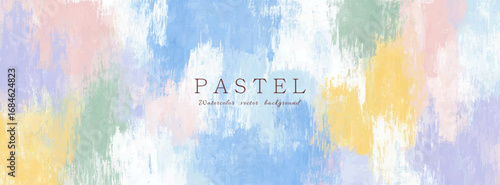 Soft pastel abstract watercolor background with gentle brush strokes in blue, yellow, green, and pink tones. Ideal for invitations, posters, branding, social media, and packaging.
