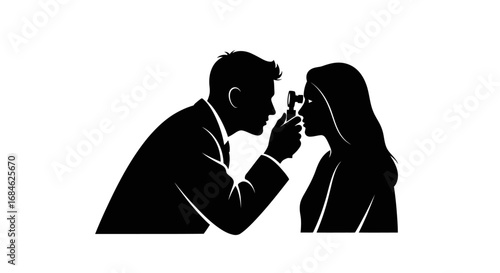 eye exam, optometrist, ophthalmologist, patient, vision care, eyesight checkup, medical examination, doctor, silhouette, healthcare