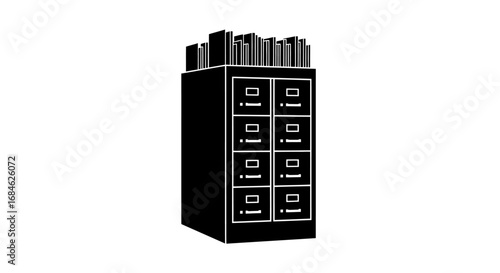filing cabinet with books organization, knowledge, and storage concept