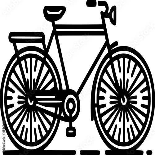 Vintage Bicycle Line Art: A meticulously rendered illustration of a classic bicycle, showcasing its elegant frame, wheels, and details, rendered in clean line art. A tribute to timeless design.