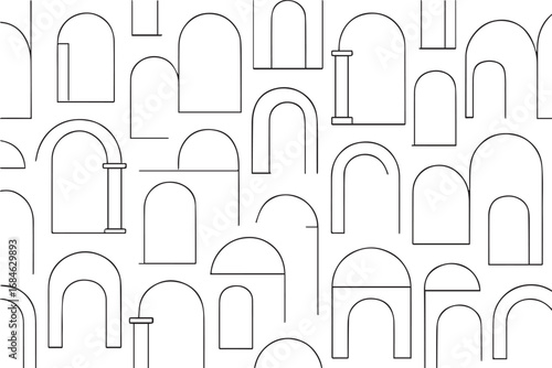Archways and Arches Seamless Repeat Minimalist Line Art for Decorative Use