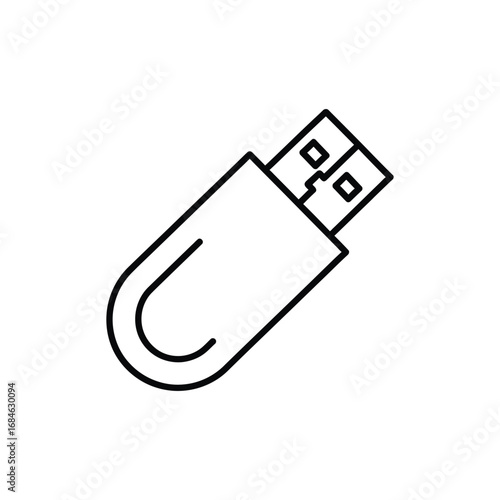 USB Flash Drive Icon Simple Line Art Design