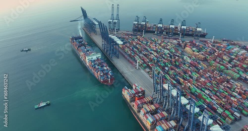 Aerial footage of Yantian international container terminal