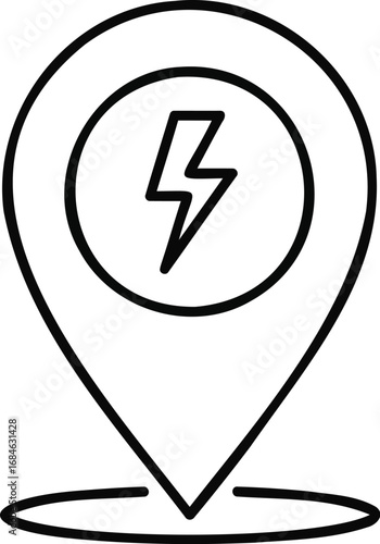 Electric vehicle charging station location map pin icon vector