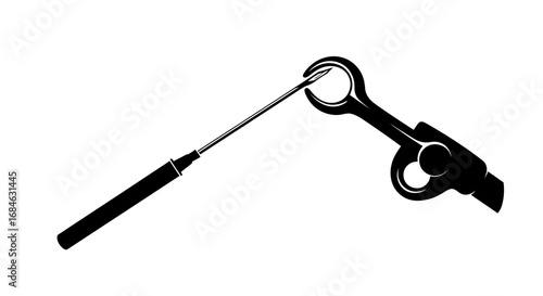 medical needle holder, surgical instrument, precision tool, black silhouette, equipment, sterile, sharp, healthcare, hospital, clinic, medical device, illustration, drawing, design element
