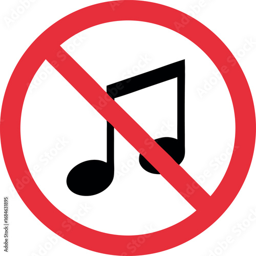 No music sign icon or sound not allowed icon