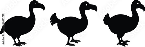 dodo, black silhouette, minimalist, vector illustration, graphic design
