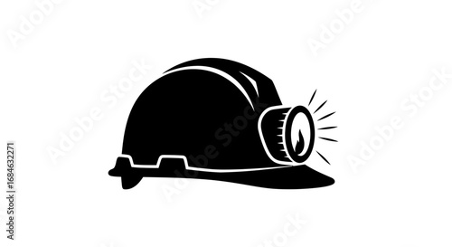 miners helmet with lamp, mining industry, safety equipment, coal mine, hard hat, work safety, black silhouette, icon, miner, mining, headlamp, light, darkness, coal, underground