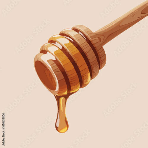 honey dripping from wooden dipper