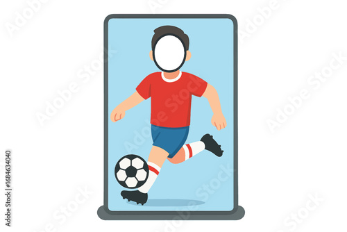 Vector illustration of a soccer player cutout in motion with blank face, perfect for sports-themed scalable graphics and event use.