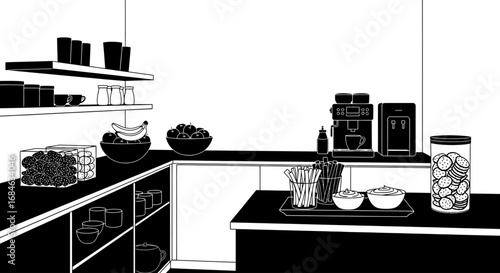 office pantry coffee, snacks, and refreshments, breakroom essentials, healthy and unhealthy choices