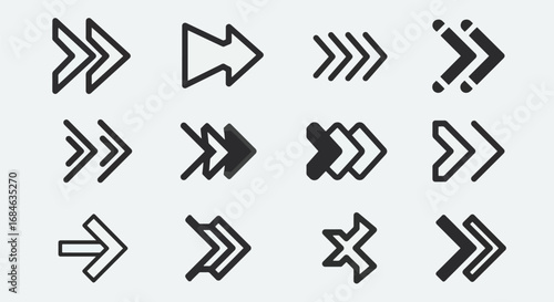 Collection of various arrow icons pointing to the right, for graphic design.