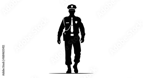 police officer silhouette, walking, security, protection, law enforcement, justice, crime, investigation, safety, patrol, authority, vigilant, duty, service, symbol