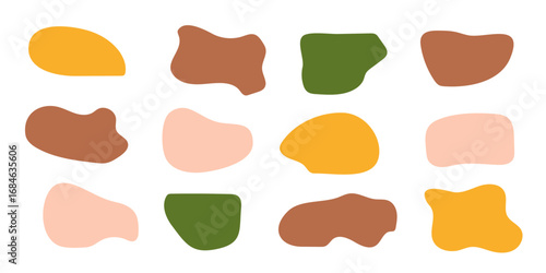 Abstract boho shapes, trendy modern organic  stains silhouettes,nature simple aesthetic elements.Modern contemporary collage, various cute blobs.Isolated. Vector illustration.