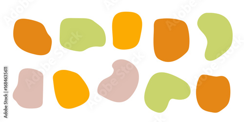 Abstract boho shapes, trendy modern organic  stains silhouettes,nature simple aesthetic elements.Modern contemporary collage, various cute blobs.Isolated. Vector illustration.