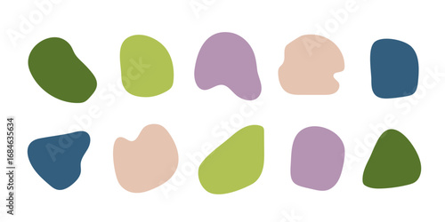 Abstract boho shapes, trendy modern organic  stains silhouettes,nature simple aesthetic elements.Modern contemporary collage, various cute blobs.Isolated. Vector illustration.