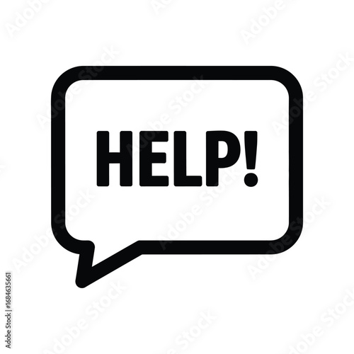 HELP! Speech Bubble Icon - Vector Illustration of a Distress Signal