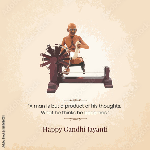 Happy Gandhi Jayanti, 2nd October with Charkha