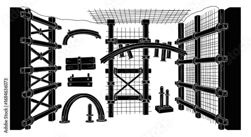 reinforcement steel bars, formwork, and construction framework components for building structures