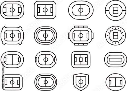 Stadium Field Icons Set vector 