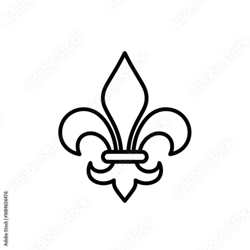 Fleur-de-lis symbol outline designed in minimalist style  