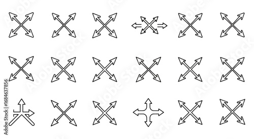 Set of arrow cursor icons for moving, resizing, and dragging elements.