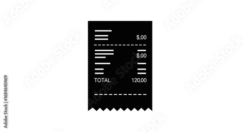 simple black and white receipt icon payment, transaction, finance, and commerce symbol