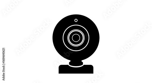 simple webcam icon, black silhouette, computer camera, video chat, streaming device