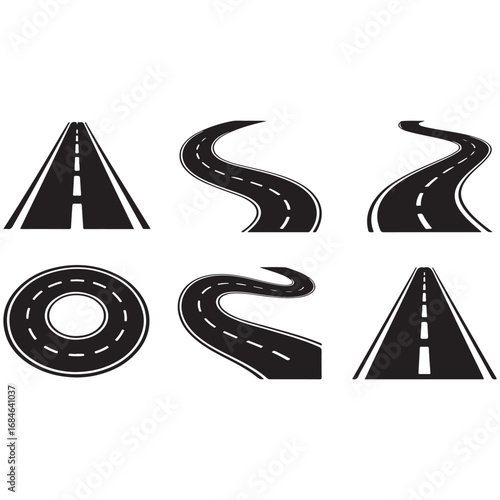 Vectorized road sign warning of high voltage electricity on an asphalt highway