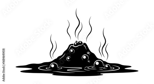 steaming pile of mud, swamp, bog, mire, black goo, pollution, environmental disaster illustration