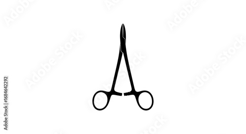 surgical instrument, precision forceps, medical tool, black silhouette, healthcare equipment, medical device, illustration