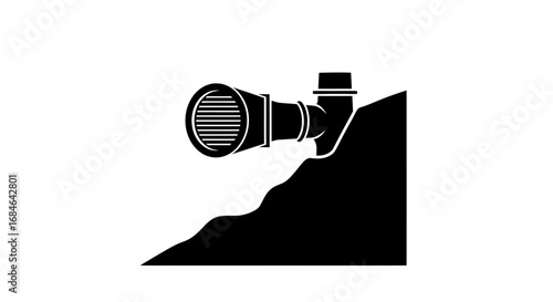 underground pipe system, drainage infrastructure, water management, trench, ground, black and white illustration