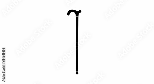 walking cane, black walking stick, elderly support, senior mobility aid, classic design, simple cane, black cane, elegant cane, support cane, old man cane