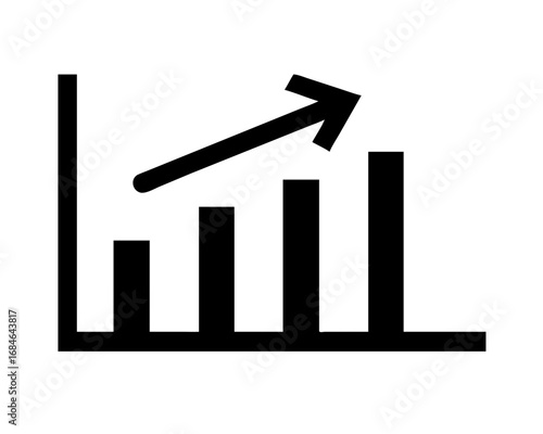 Upward trending bar chart with arrow indicating growth