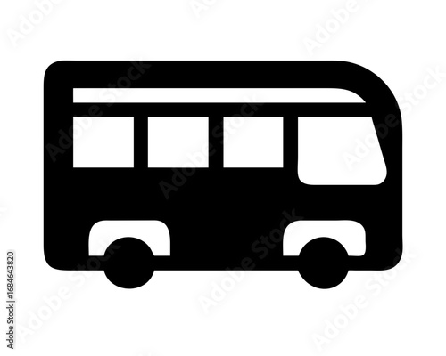 Simple black and white icon of a bus