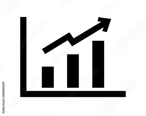 Bar chart with upward trend arrow showing growth