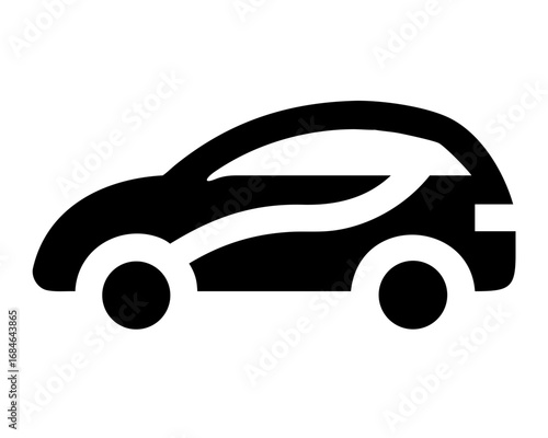 Sleek black silhouette of a modern car icon