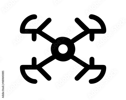 Simple black icon representing a drone or quadcopter