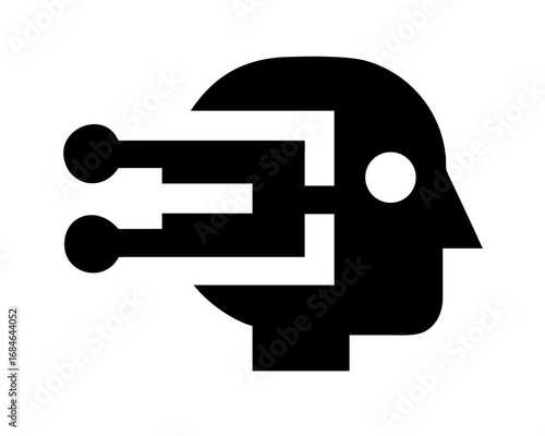 Abstract silhouette of a human head with digital connections