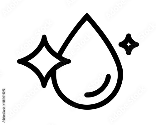Clean water drop icon with sparkles