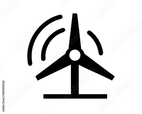 Wind turbine icon with wireless signal waves