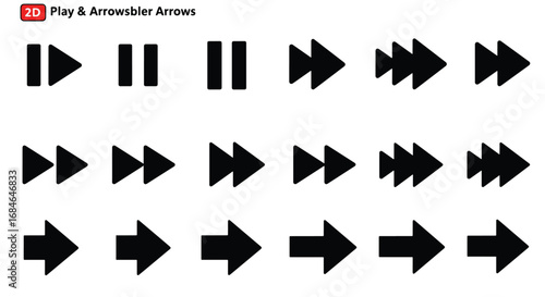 Play and Arrow Icons: A collection of forward, pause, and arrow symbols.