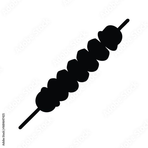 Minimalist Black Silhouette of Savory Meatball Kabob Ready for Grilling Season, vegetable skewer silhouette vector illustration