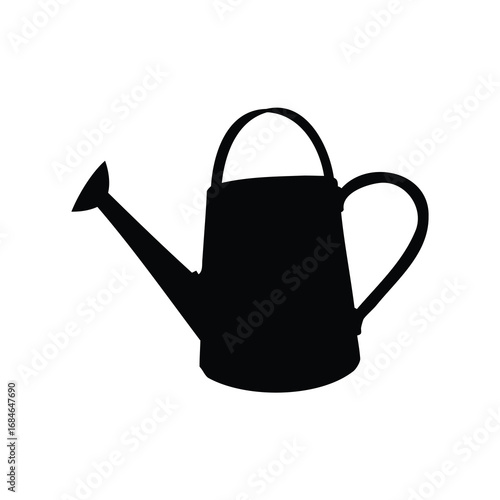Monochrome silhouette of a classic metal watering can for gardening purposes, watering can silhouette vector illustration
